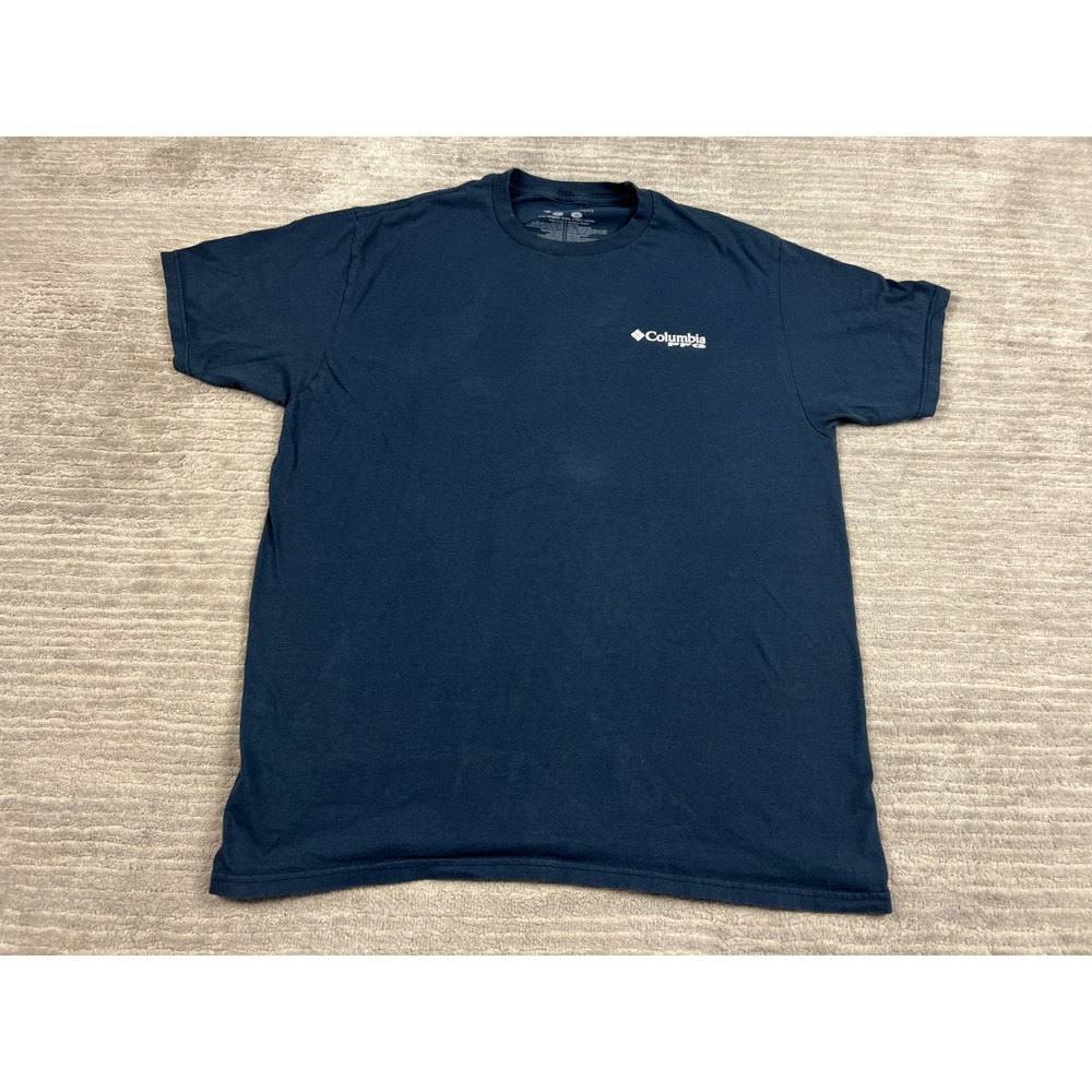 Columbia T-Shirt Mens Large Navy Blue‎ PFG Performance Fishing Gear Graphic Tee